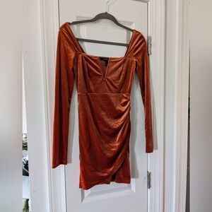 Gorgeous burnt orange velvet dress Forever 21 small